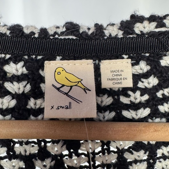 NWT Anthropology Yellow Bird Slubby Moto Jacket Sweater in Ivory Black Size XS - Picture 4 of 9